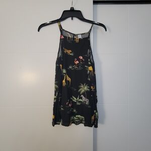 Black Animal Print Tank Top